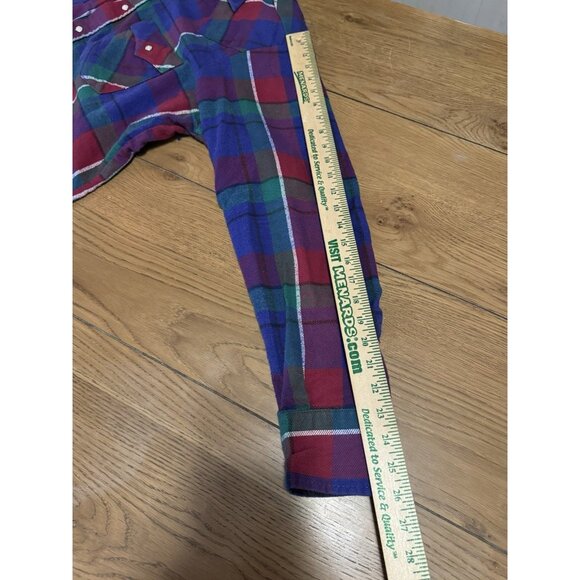 Saddle King Western Men Size Neck 2XL 18 1/2 Flannel Shirt Pearl Snap USA VTG - Picture 8 of 9